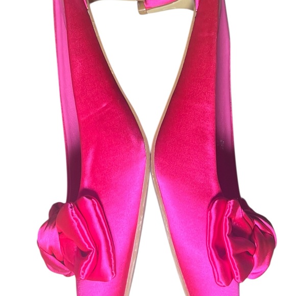 3 x $40 Vibrant Fuchsia Satin Bow Mules - Picture 3 of 8